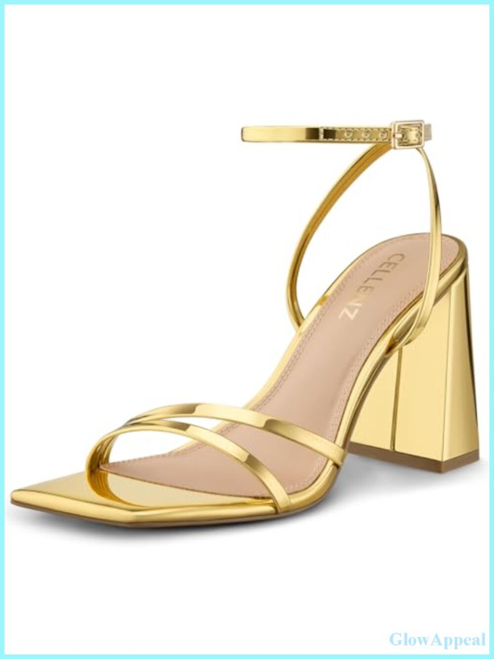 Women's Chunky High Heeled Sandals 3.5 Inch Strappy Block Heel Dress Shoes